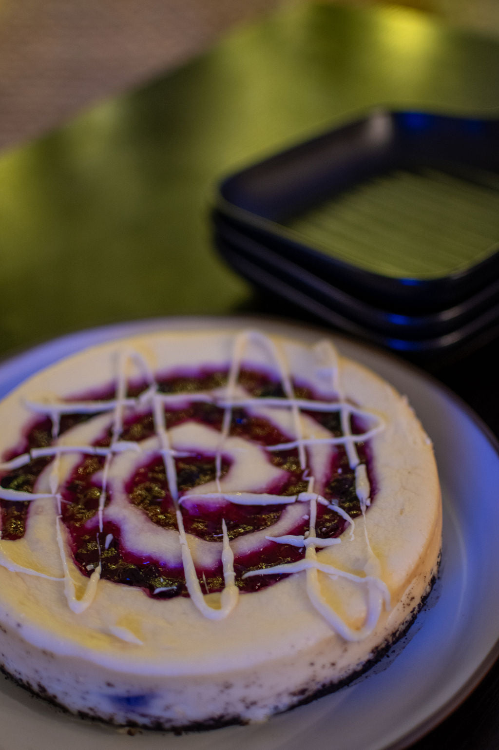 Feeds 8: White Chocolate Huckleberry Cheesecake (IN STORE PICKUP)